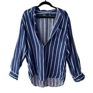 Polo Ralph Lauren 100% Linen Blue Stripe Shirt M